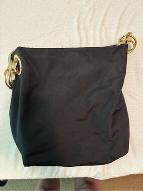 Classic Black Shoulder Bag with Gold Accent Hardware